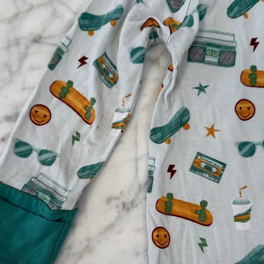 Roll with it Skateboard Bamboo Convertible Pajama Emerson and Friends S 12-18 Mo